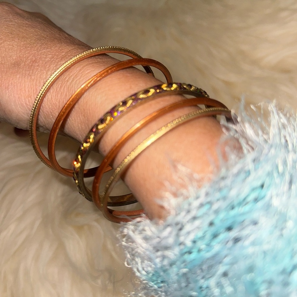 Sparkly gold bangles